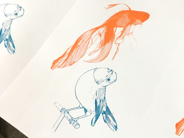Fisch und Vogel Illustration